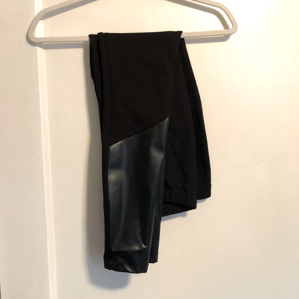 Black Faux Leather Detailed Leggings